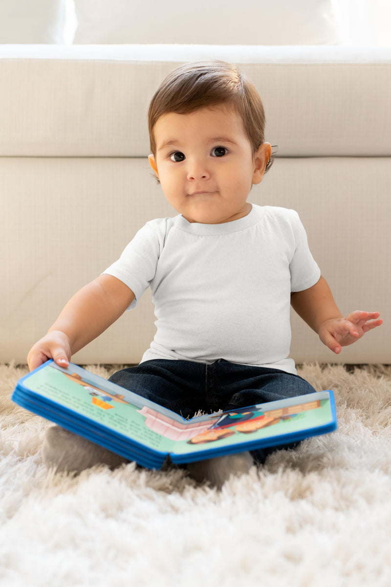 Infant's Crew Neck Block Tees (White)