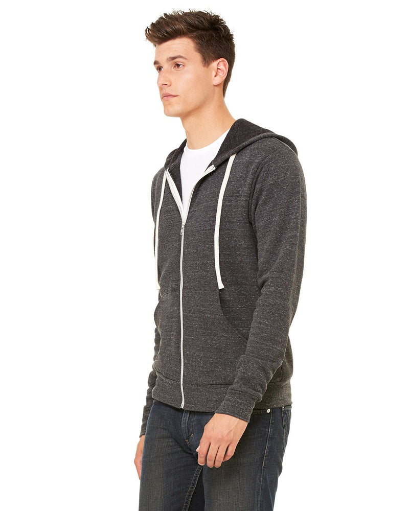 Unisex Triblend Charcoal Black Fleece Zip Up Hoodie