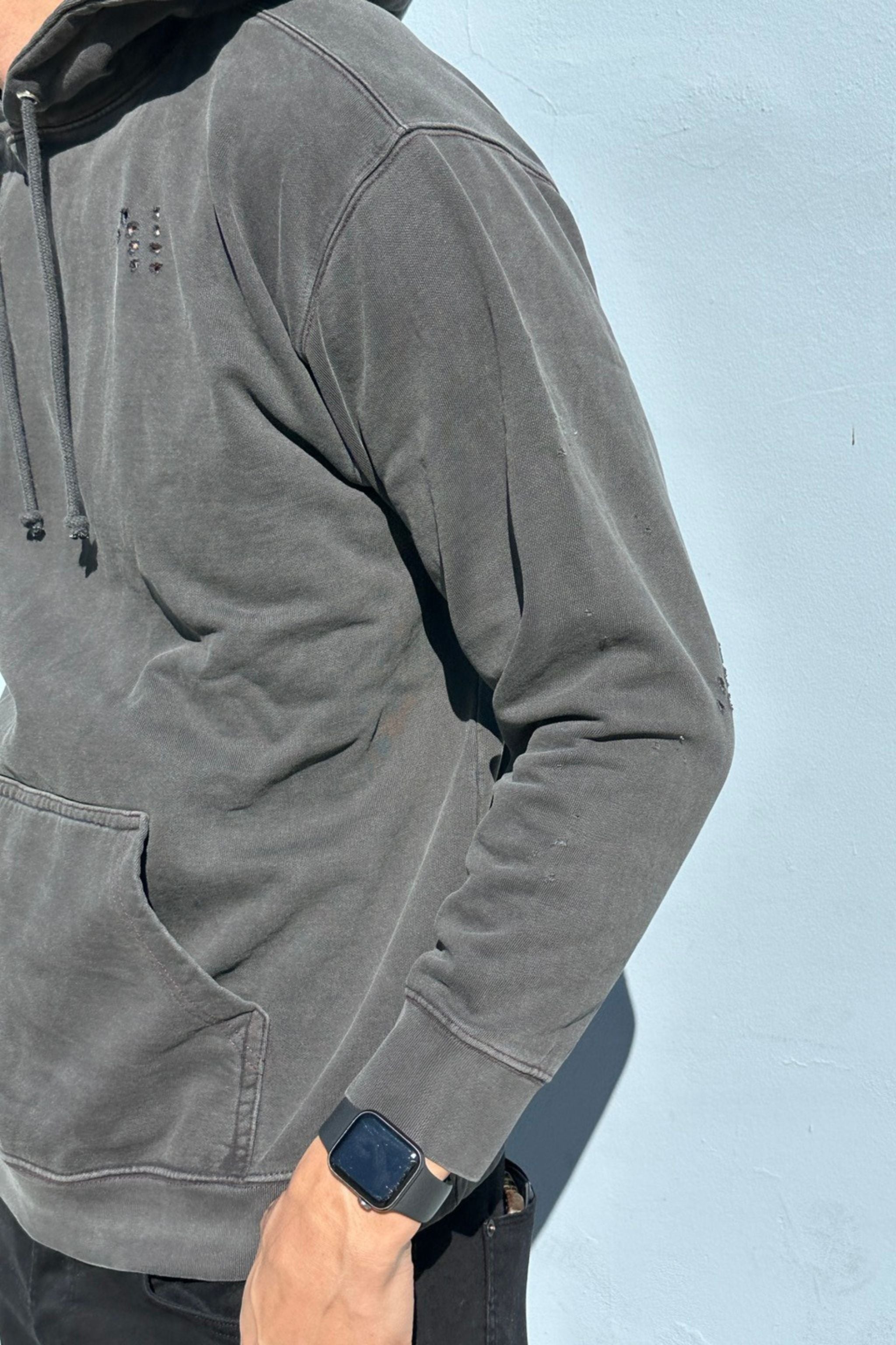 Distressed Gunmetal Heavyweight Hoodie